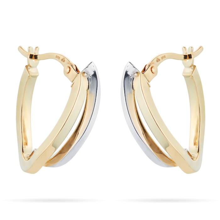Goldsmiths 9ct Bi-Colour Intertwined Hoop Earrings