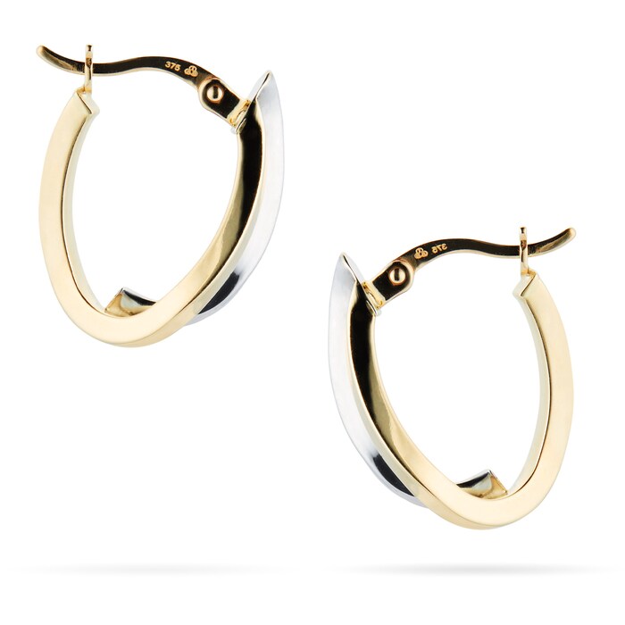 Goldsmiths 9ct Bi-Colour Intertwined Hoop Earrings