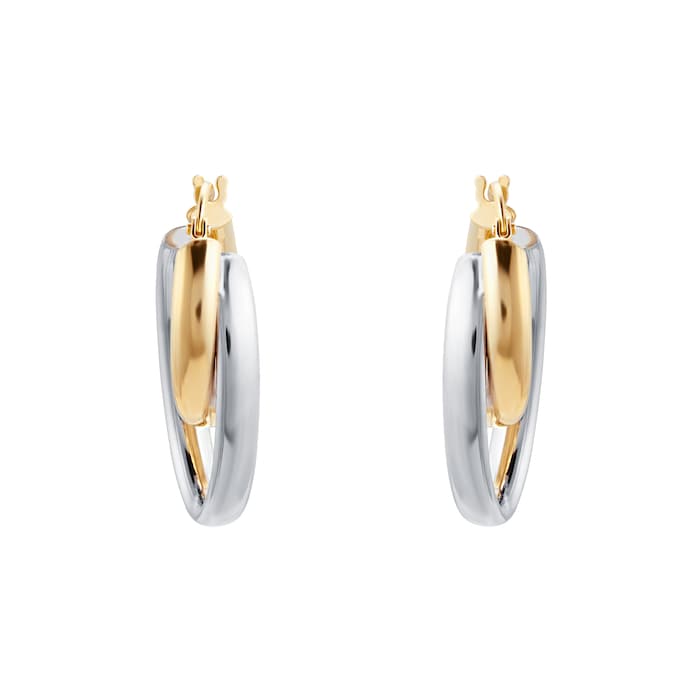 Goldsmiths 9ct Bicolour Layered Hoop Earrings