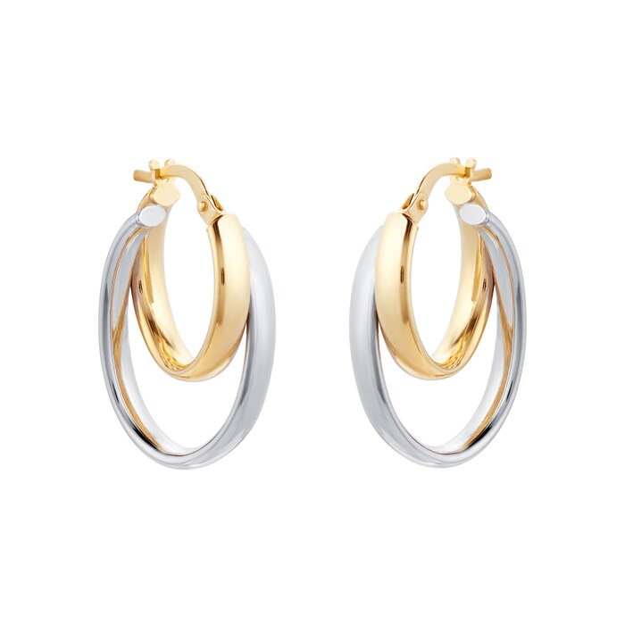 Goldsmiths 9ct Bicolour Layered Hoop Earrings