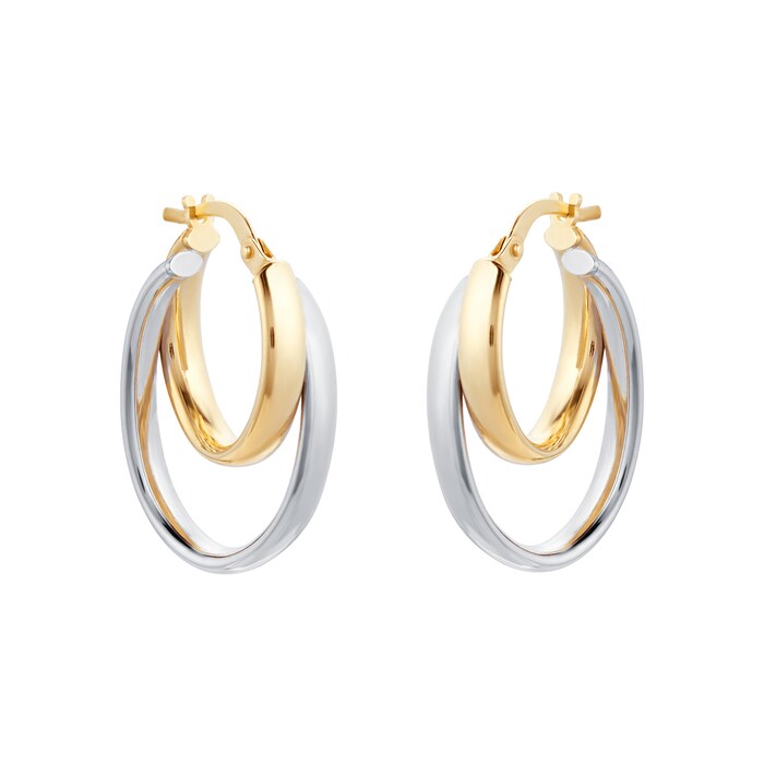 Goldsmiths 9ct Bicolour Layered Hoop Earrings