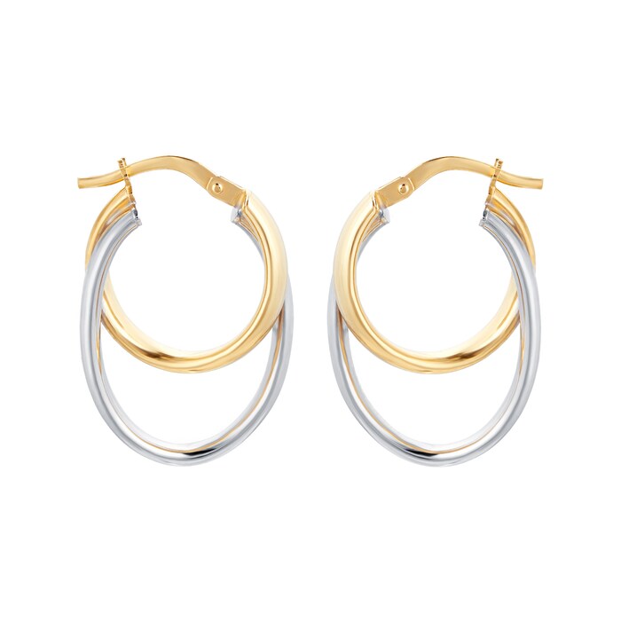 Goldsmiths 9ct Bicolour Layered Hoop Earrings