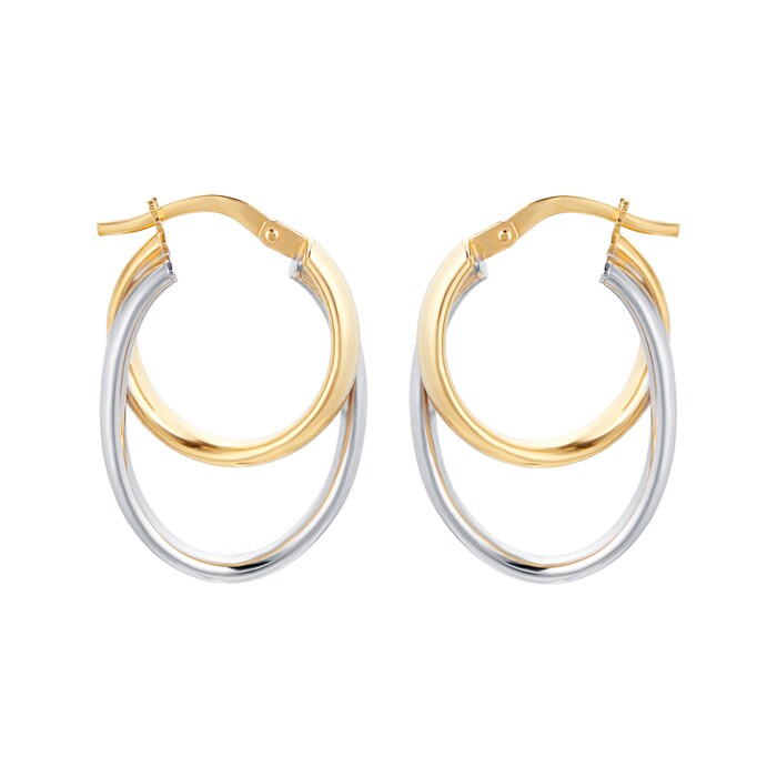 Goldsmiths 9ct Bicolour Layered Hoop Earrings