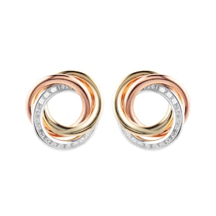 Goldsmiths 9ct Tri Colour Cubic Zirconia Stud Earrings