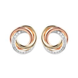 15030690 - 9ct Tri Colour Cubic Zirconia Stud Earrings