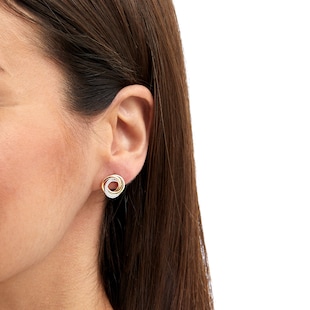 Goldsmiths 9ct Tri Colour Cubic Zirconia Stud Earrings