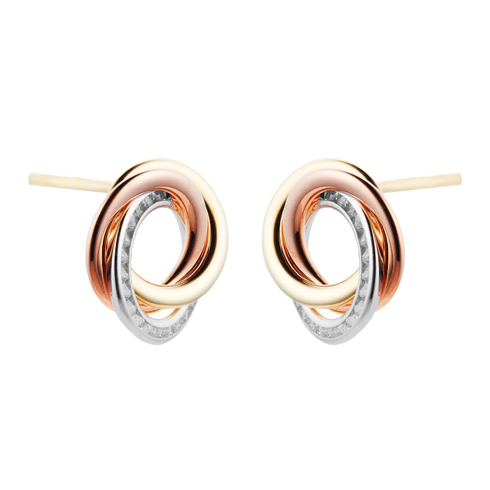 Goldsmiths 9ct Tri Colour Cubic Zirconia Stud Earrings