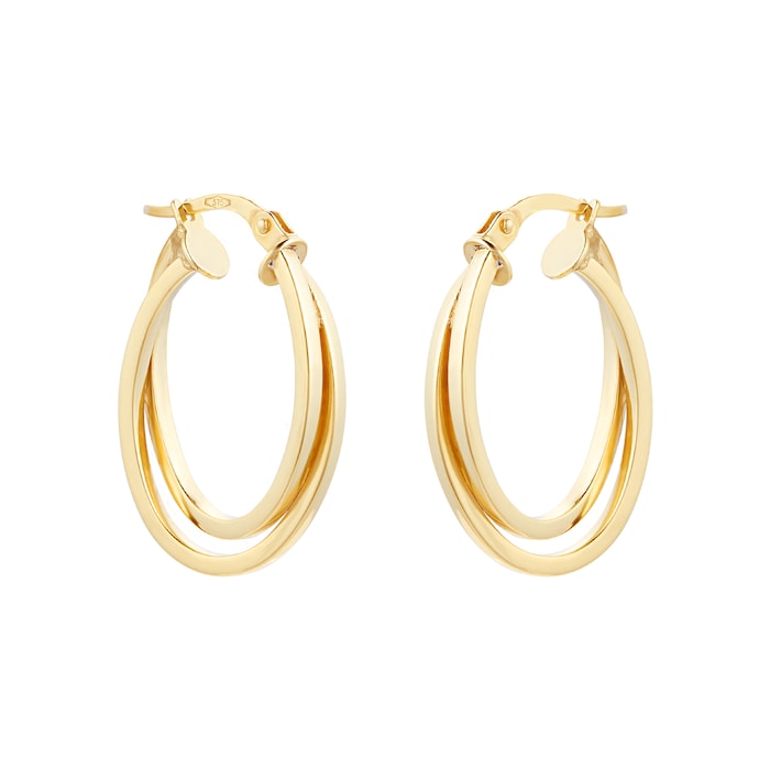 Goldsmiths 9ct Yellow Gold Intertwined Hoop Earrings