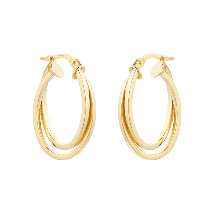 Goldsmiths 9ct Yellow Gold Intertwined Hoop Earrings