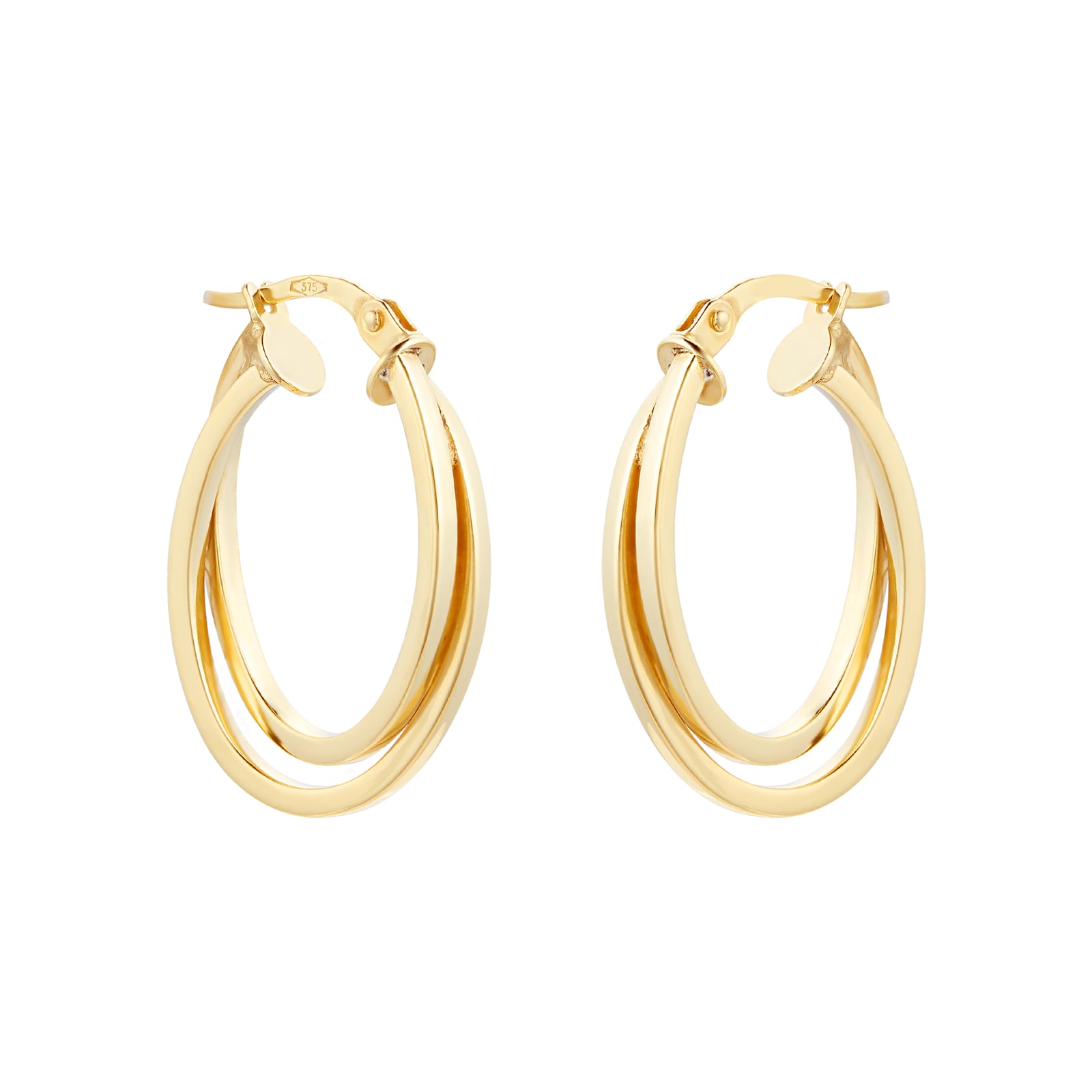 Goldsmiths 9ct Yellow Gold Intertwined Hoop Earrings SIL1817Y | Goldsmiths