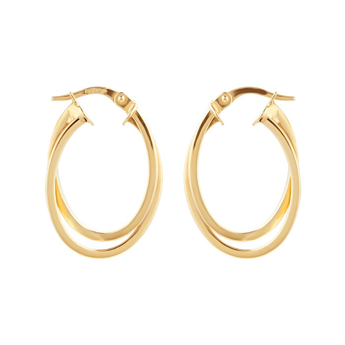 Goldsmiths 9ct Yellow Gold Intertwined Hoop Earrings