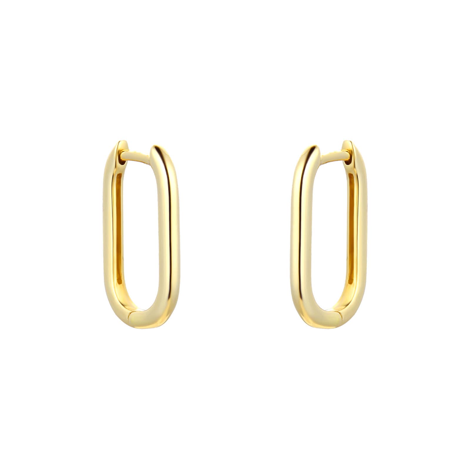 Goldsmiths 9ct Yellow Gold Oval Link Huggie Hoop Earrings 1.53.9991 ...