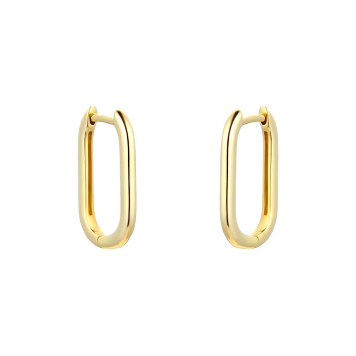 Goldsmiths 9ct Yellow Gold Oval Link Huggie Hoop Earrings 1.53.9991 ...