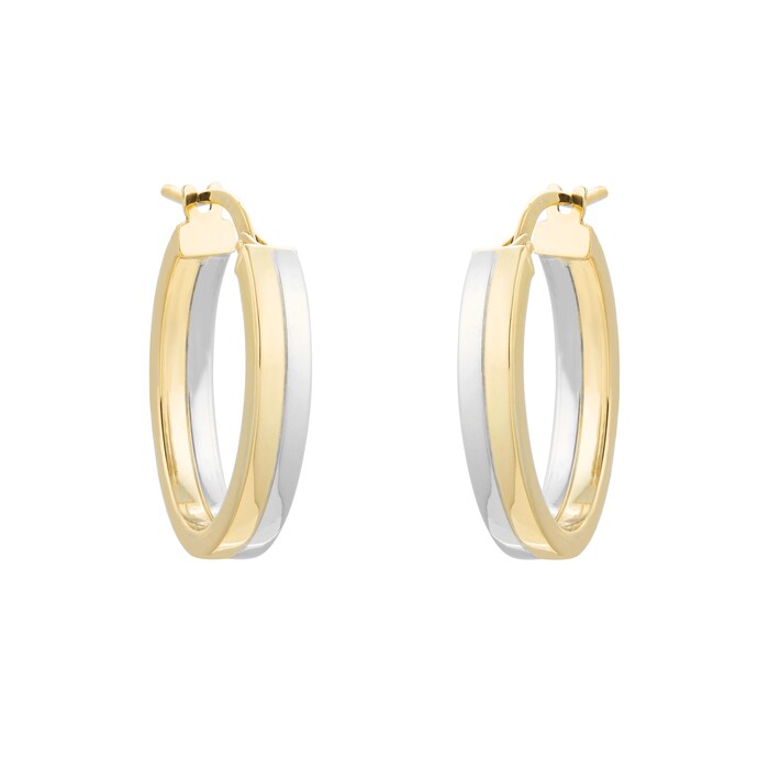 Goldsmiths 9ct Bicolour Gold Hoop Earrings