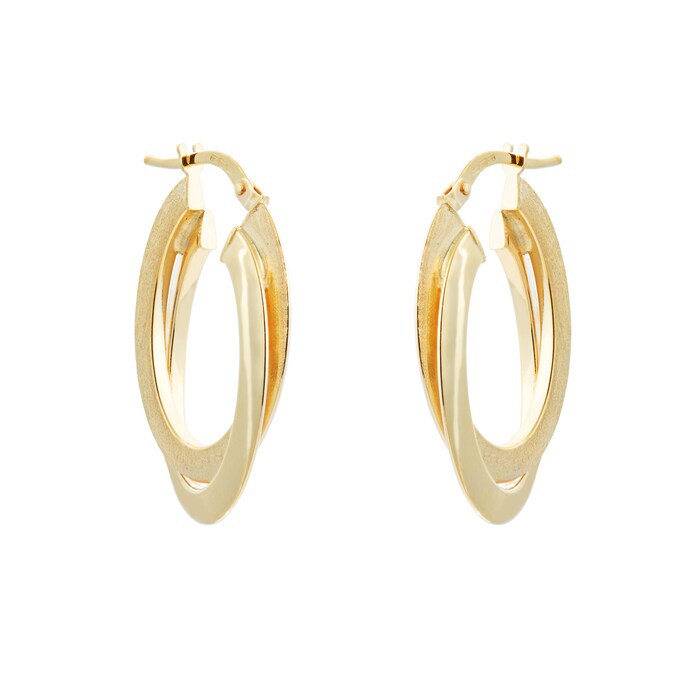Goldsmiths 9ct Yellow Gold Double Hoop Earrings