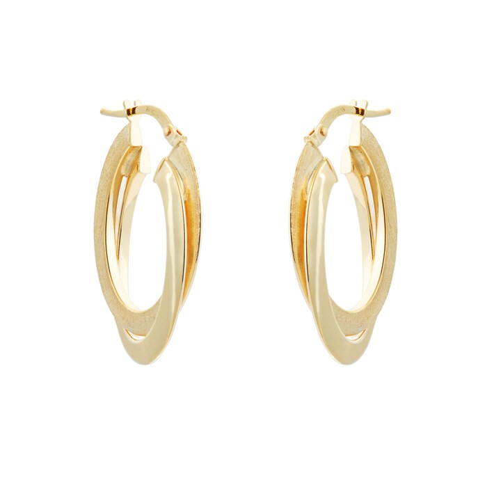 Goldsmiths 9ct Yellow Gold Double Hoop Earrings