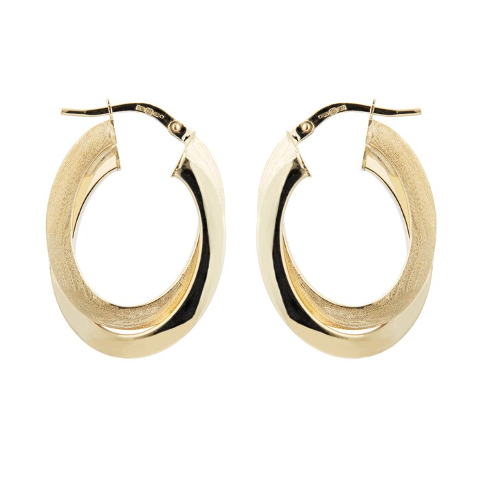 Goldsmiths 9ct Yellow Gold Double Hoop Earrings