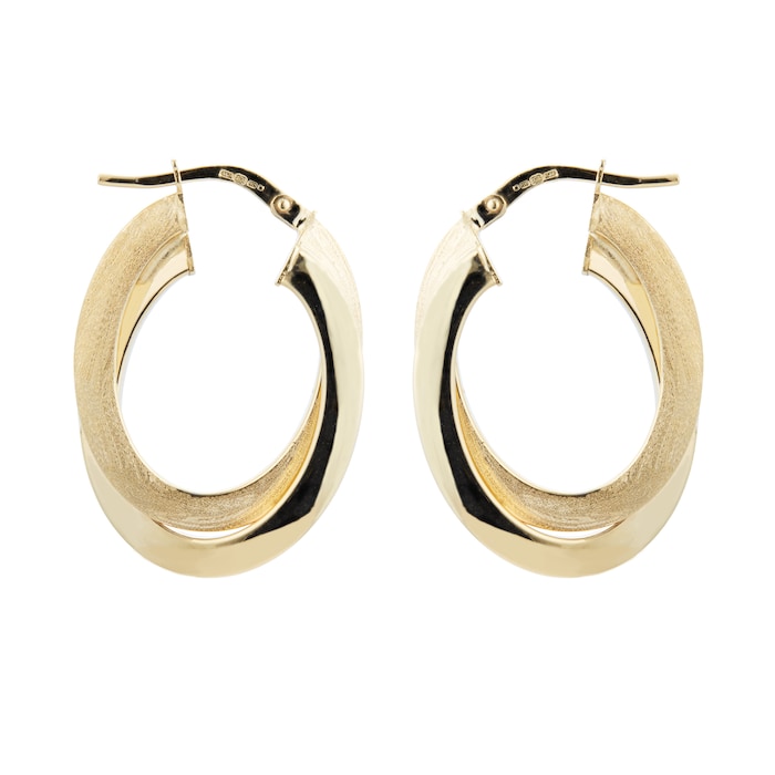 Goldsmiths 9ct Yellow Gold Double Hoop Earrings