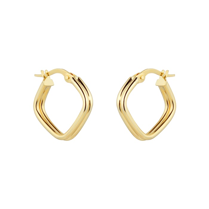 Goldsmiths 9ct Yellow Gold Double Row Square Hoop Earrings