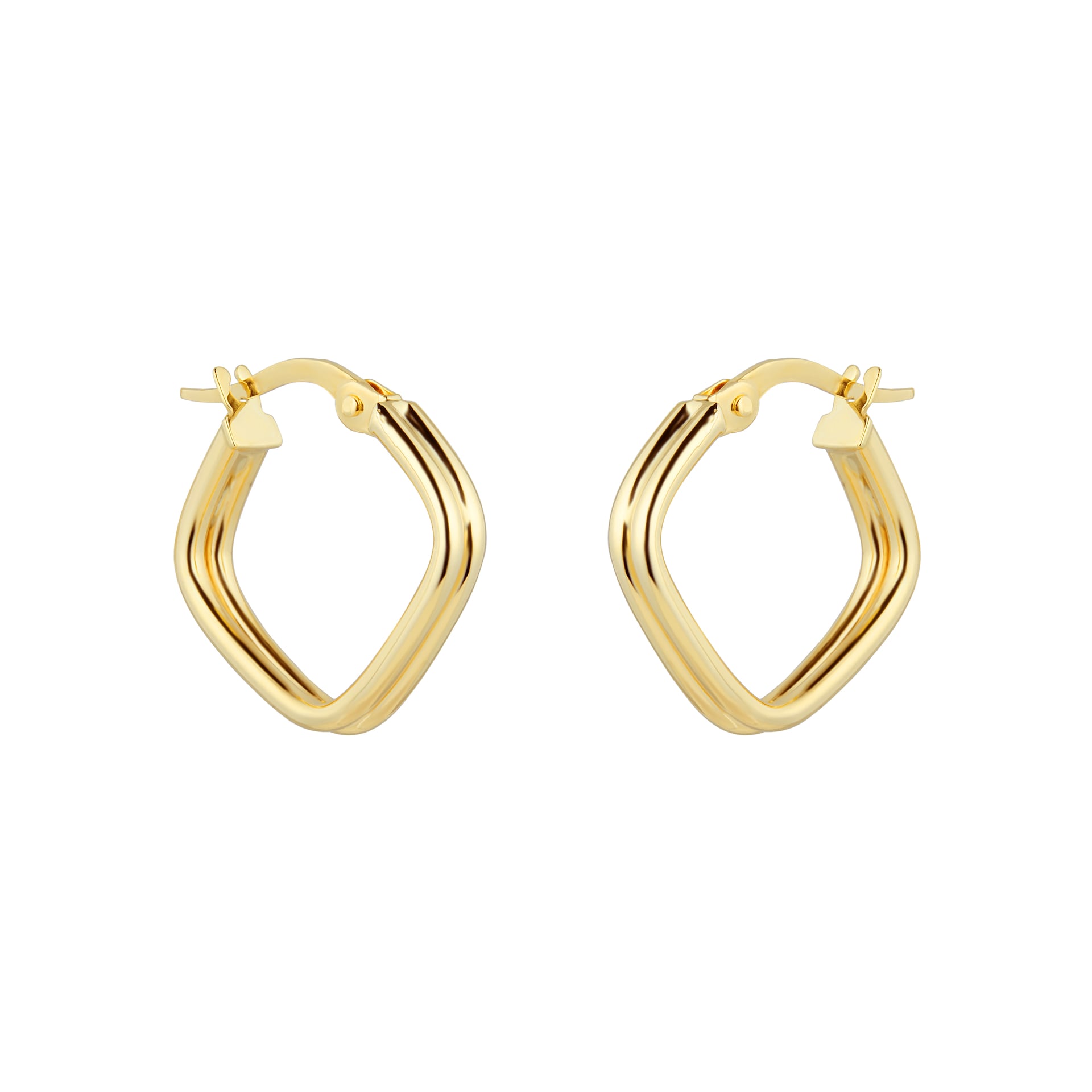 Goldsmiths 9ct Yellow Gold Double Row Square Hoop Earrings
