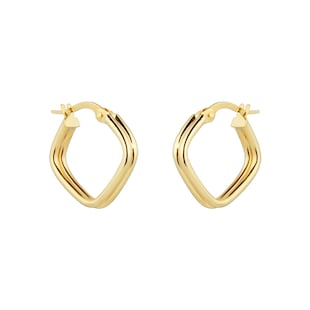 Goldsmiths 9ct Yellow Gold Double Row Square Hoop Earrings