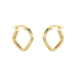 15030698 - 9ct Yellow Gold Double Row Square Hoop Earrings