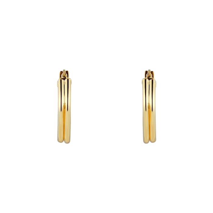 Goldsmiths 9ct Yellow Gold Double Row Square Hoop Earrings