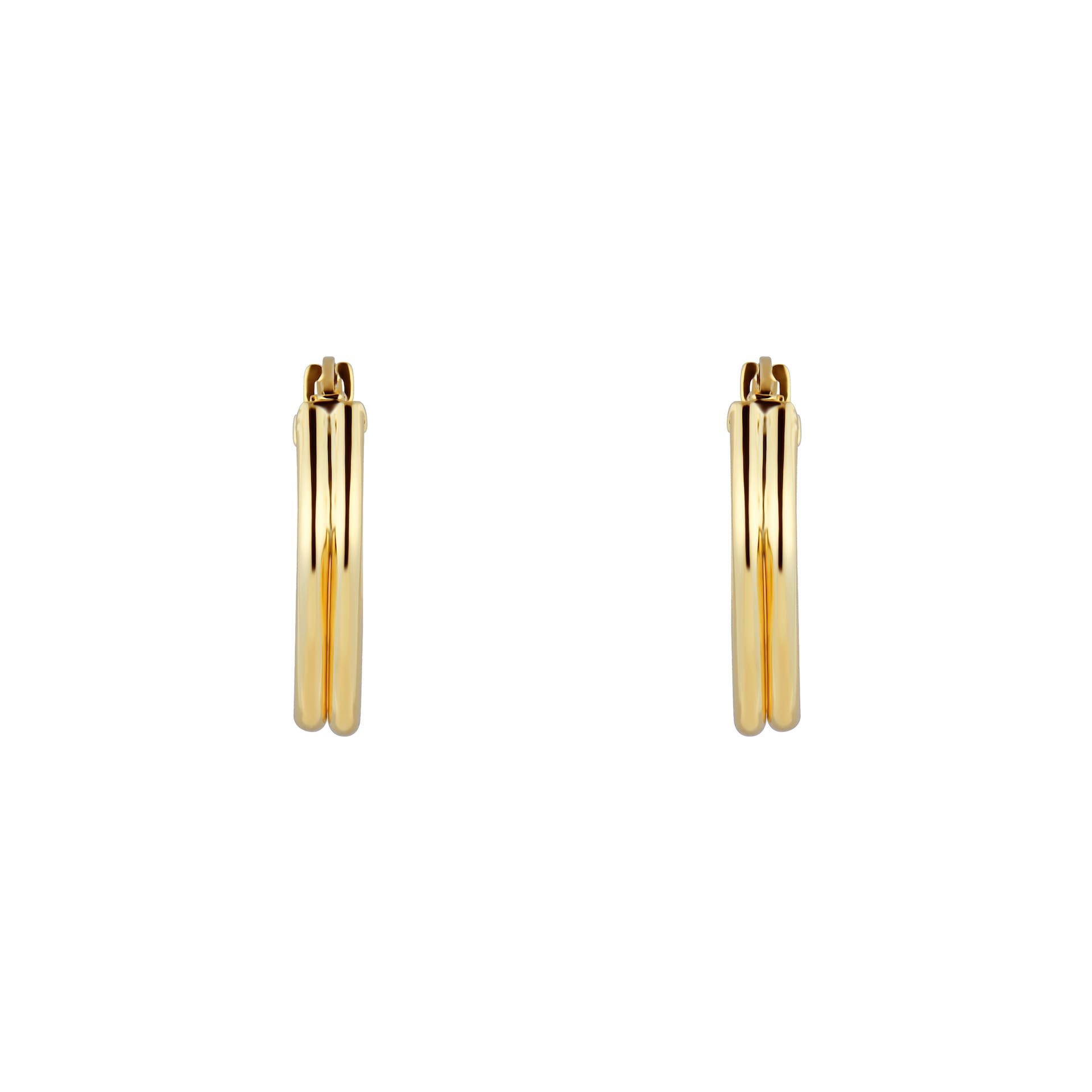 Goldsmiths 9ct Yellow Gold Double Row Square Hoop Earrings