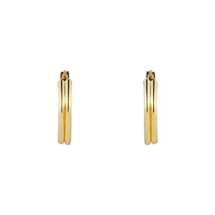 Goldsmiths 9ct Yellow Gold Double Row Square Hoop Earrings