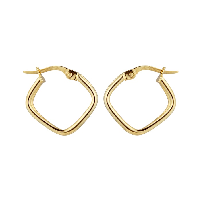 Goldsmiths 9ct Yellow Gold Double Row Square Hoop Earrings GHE347GS ...
