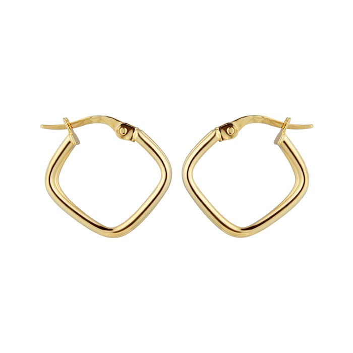 Goldsmiths 9ct Yellow Gold Double Row Square Hoop Earrings