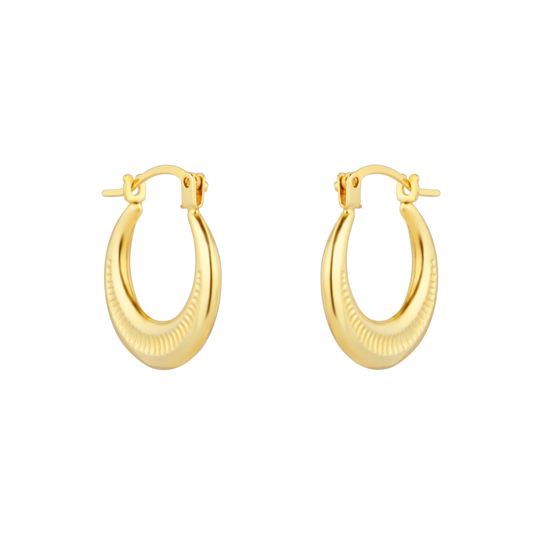 Goldsmiths 9ct Yellow Gold Patterned Creole Huggie Earrings Goldsmiths 9ct Yellow Gold Patterned Creole Huggie Earrings