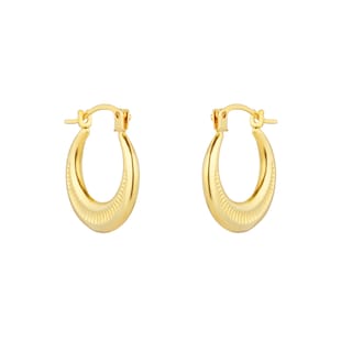 Best Luxury 
9ct Yellow Gold Patterned Creole Huggie Earrings
