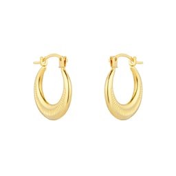 15030699 - 9ct Yellow Gold Patterned Creole Huggie Earrings