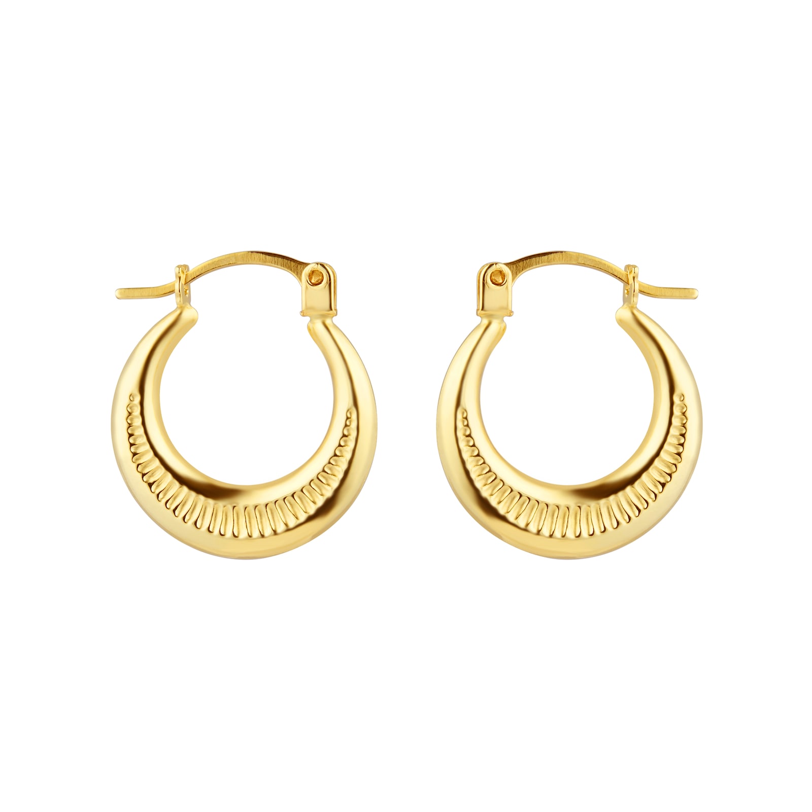 Goldsmiths 9ct Yellow Gold Patterned Creole Huggie Earrings 1.53.7489 ...