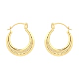 Goldsmiths 9ct Yellow Gold Patterned Creole Huggie Earrings 1.53.7489 ...