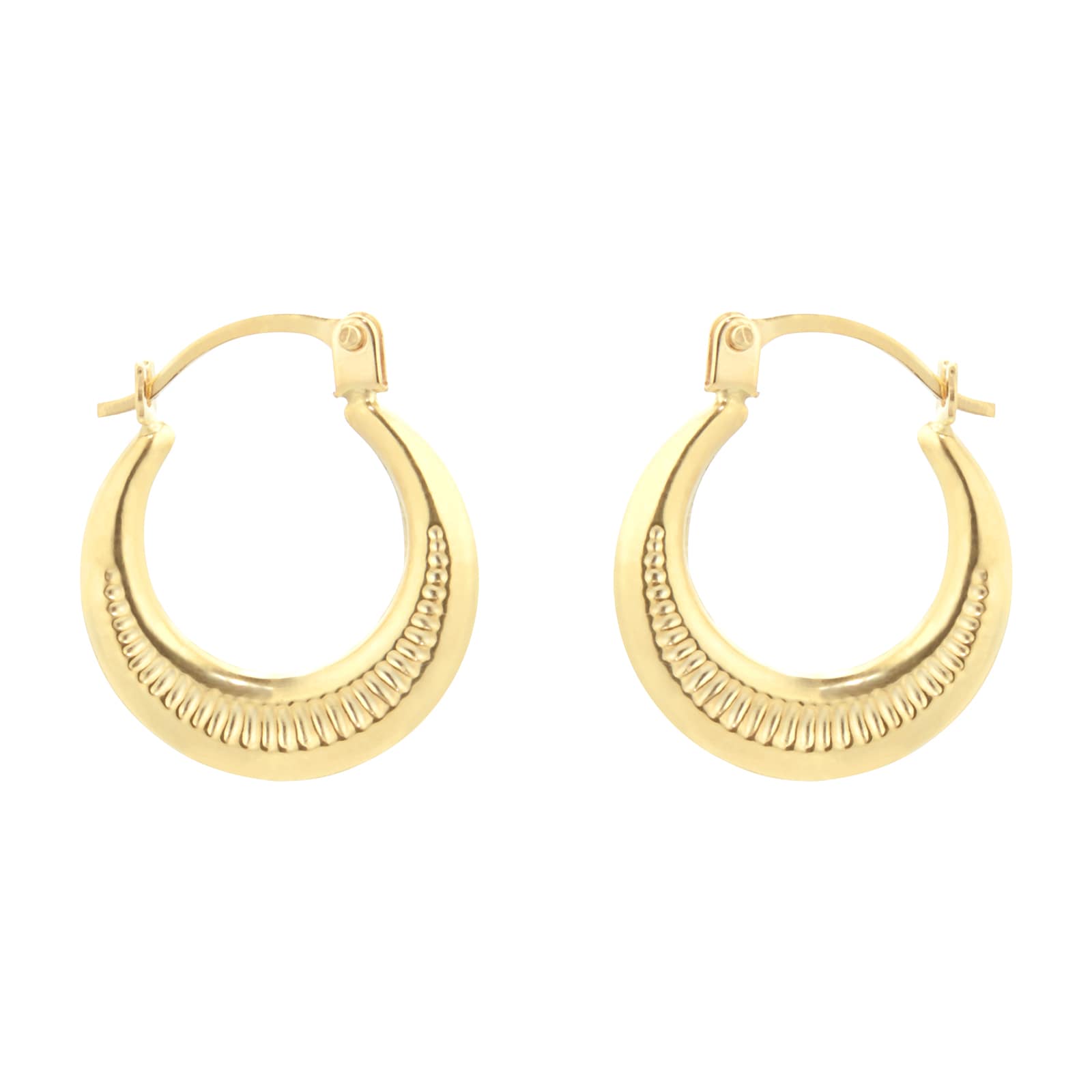 Goldsmiths 9ct Yellow Gold Patterned Creole Huggie Earrings 1.53.7489 ...