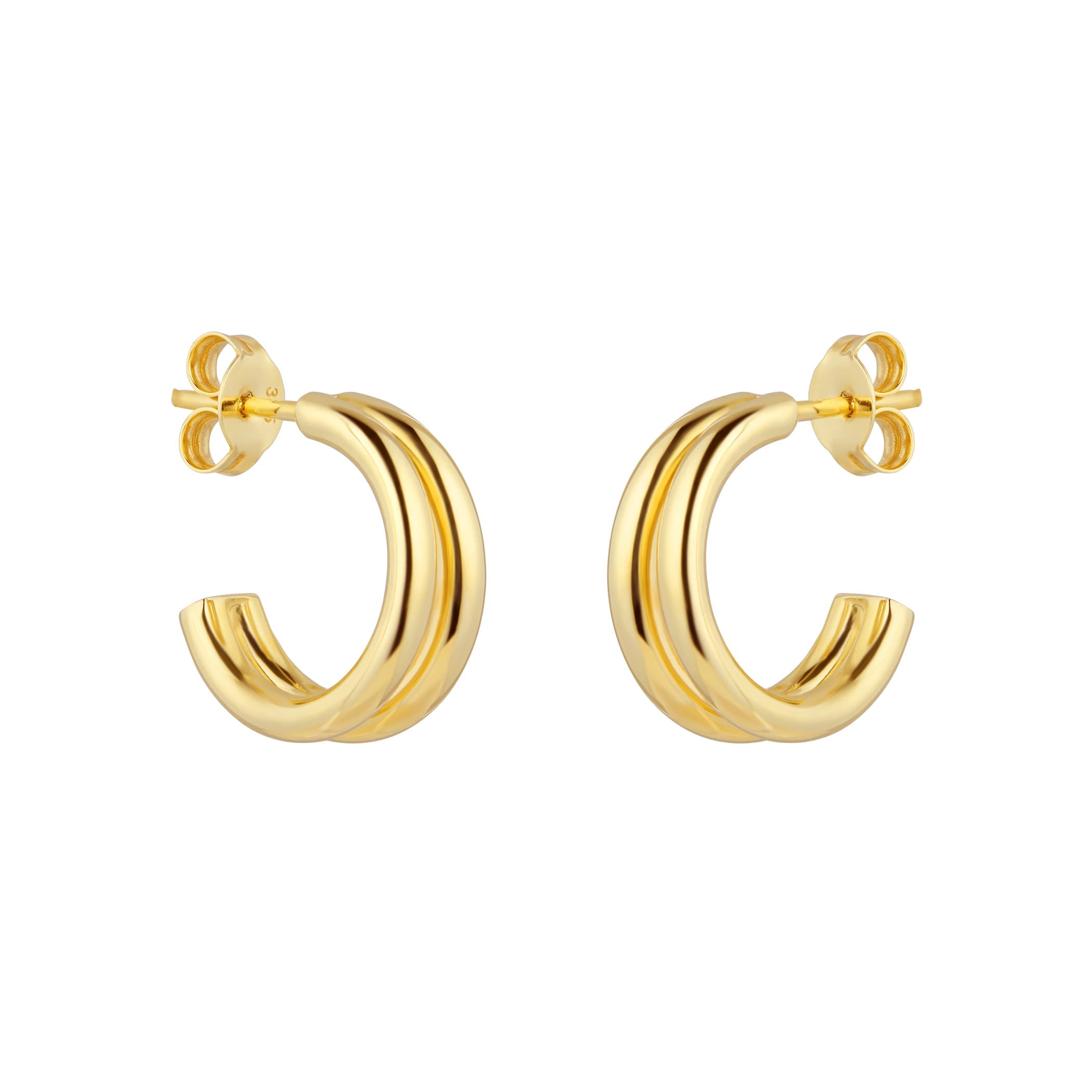 Goldsmiths 9ct Yellow Gold Double Layer Hoop Earrings Goldsmiths 9ct Yellow Gold Double Layer Hoop Earrings