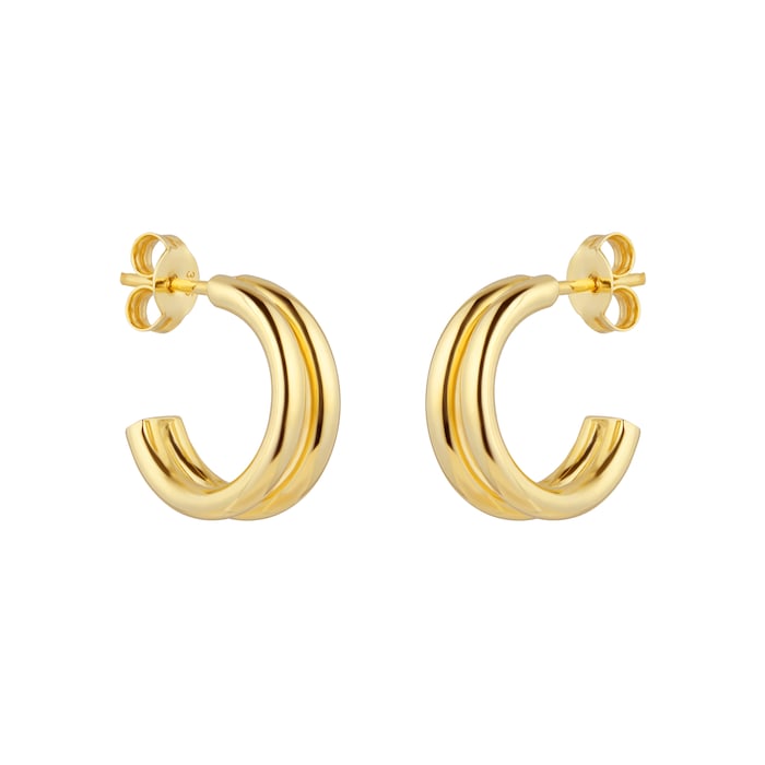 Goldsmiths 9ct Yellow Gold Double Layer Hoop Earrings