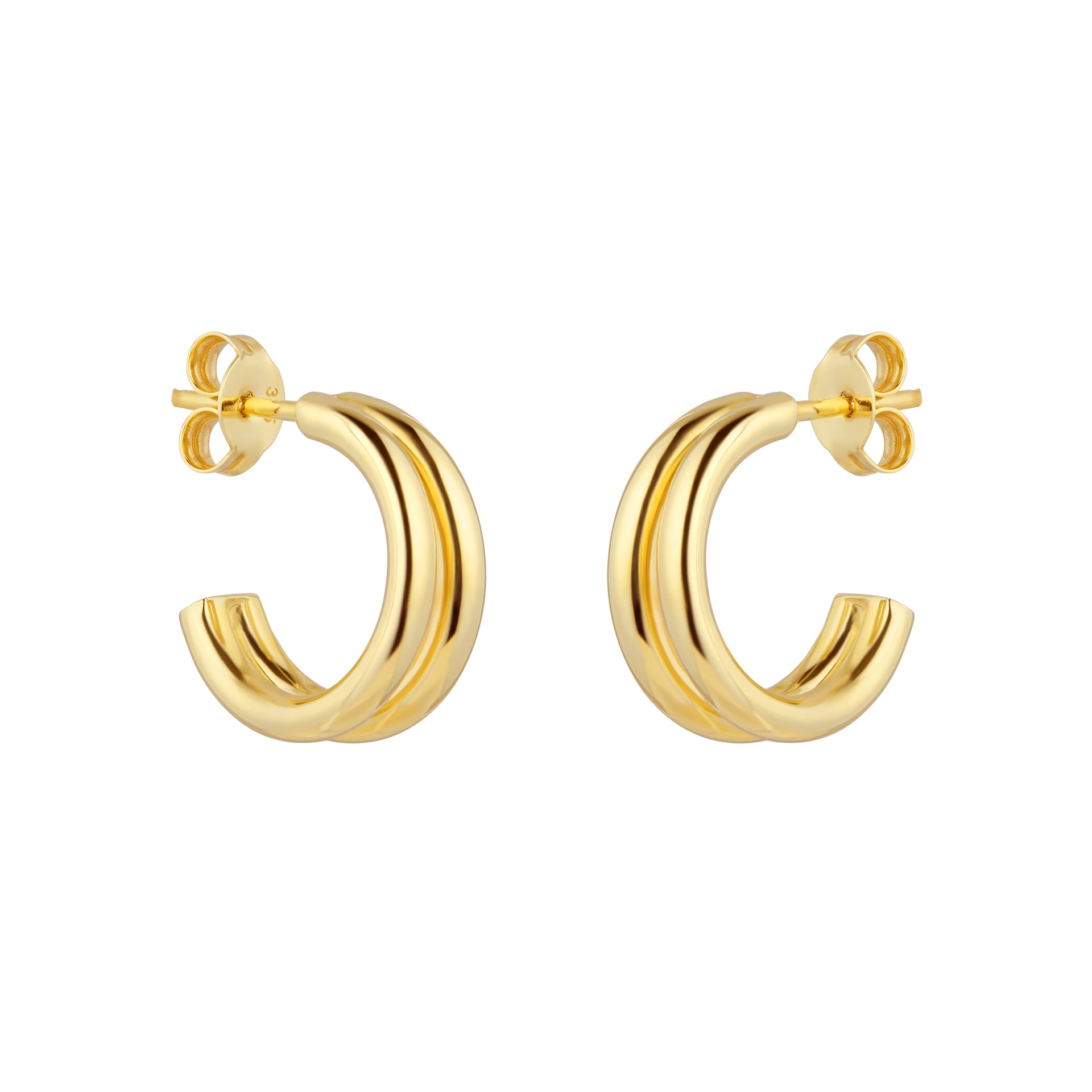 Goldsmiths 9ct Yellow Gold Double Layer Hoop Earrings