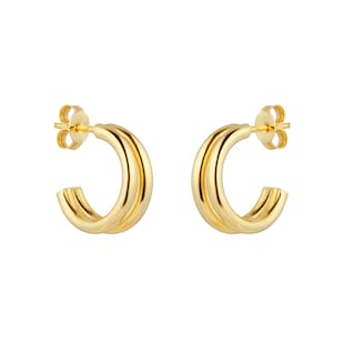 Goldsmiths 9ct Yellow Gold Double Layer Hoop Earrings