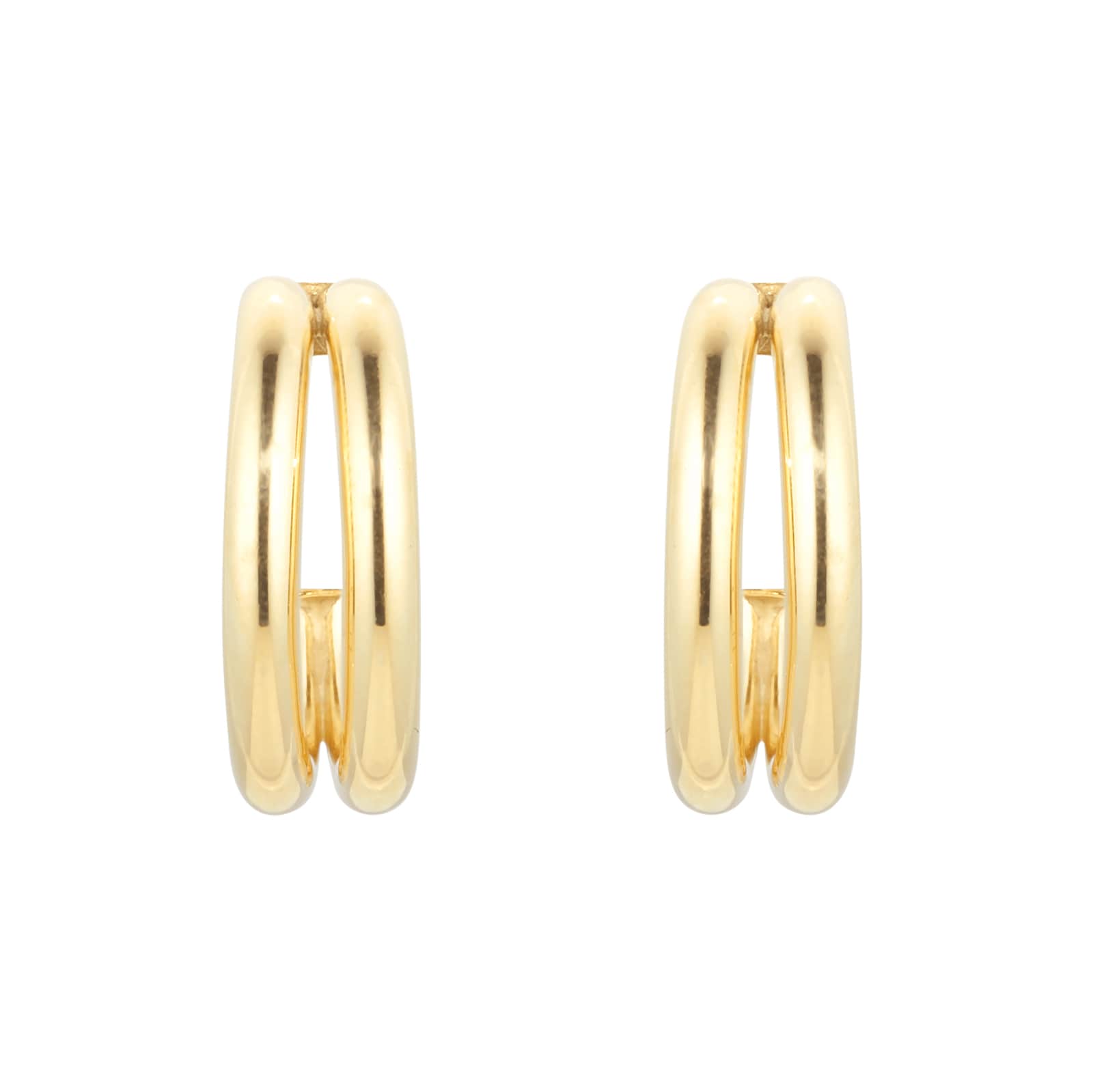 Goldsmiths 9ct Yellow Gold Double Layer Hoop Earrings Goldsmiths 9ct Yellow Gold Double Layer Hoop Earrings