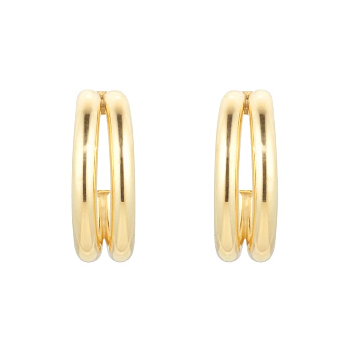 Goldsmiths 9ct Yellow Gold Double Layer Hoop Earrings