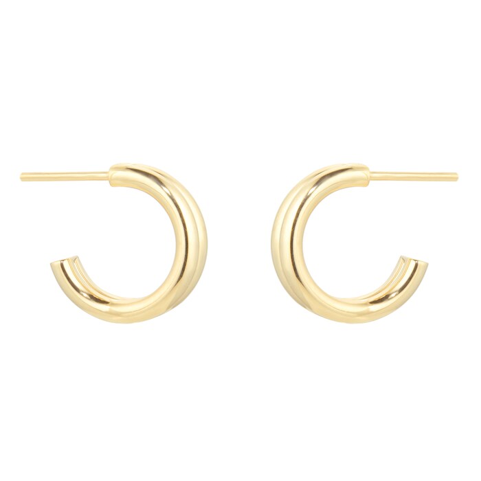 Goldsmiths 9ct Yellow Gold Double Layer Hoop Earrings 1.55.9480 ...