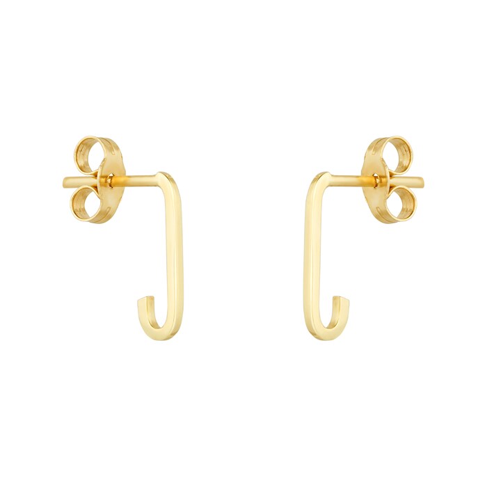 Goldsmiths 9ct Yellow Gold Rectangular Full Link hoop Earrings