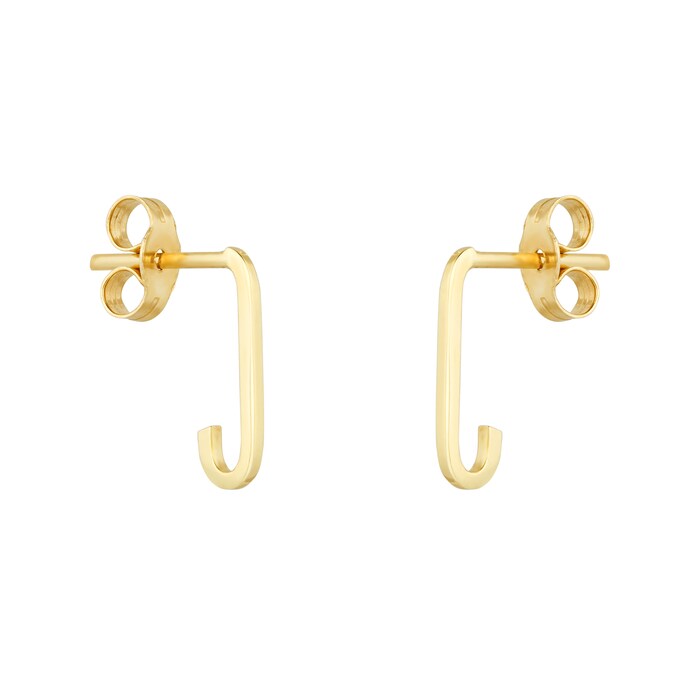 Goldsmiths 9ct Yellow Gold Rectangular Full Link hoop Earrings