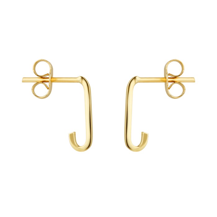 Goldsmiths 9ct Yellow Gold Rectangular Full Link hoop Earrings