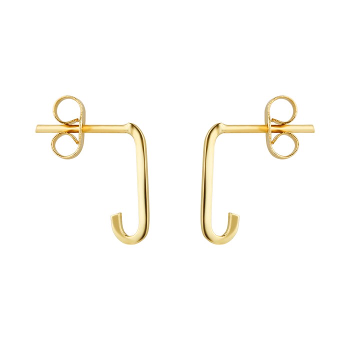 Goldsmiths 9ct Yellow Gold Rectangular Full Link hoop Earrings