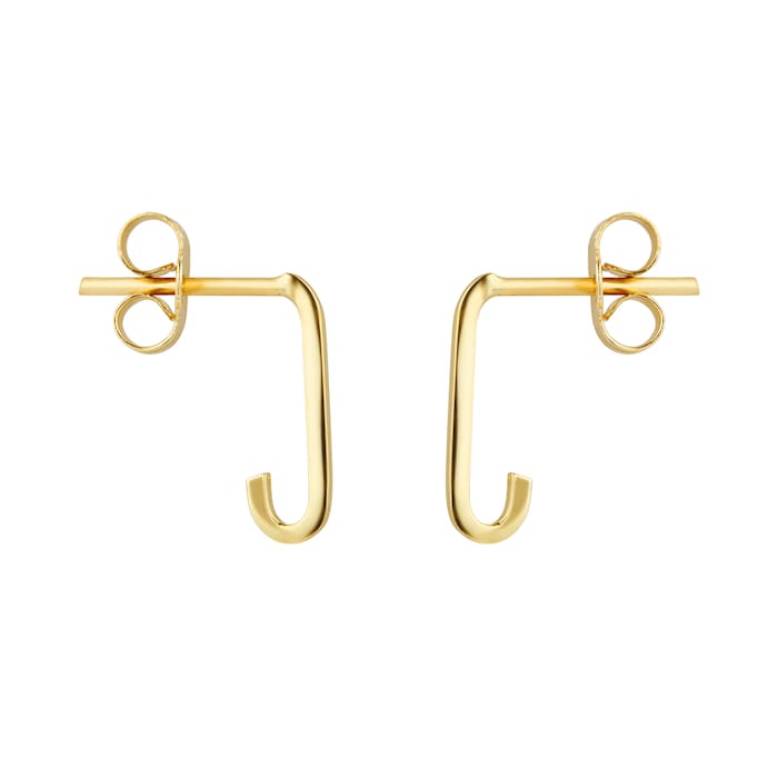 Goldsmiths 9ct Yellow Gold Rectangular Full Link hoop Earrings