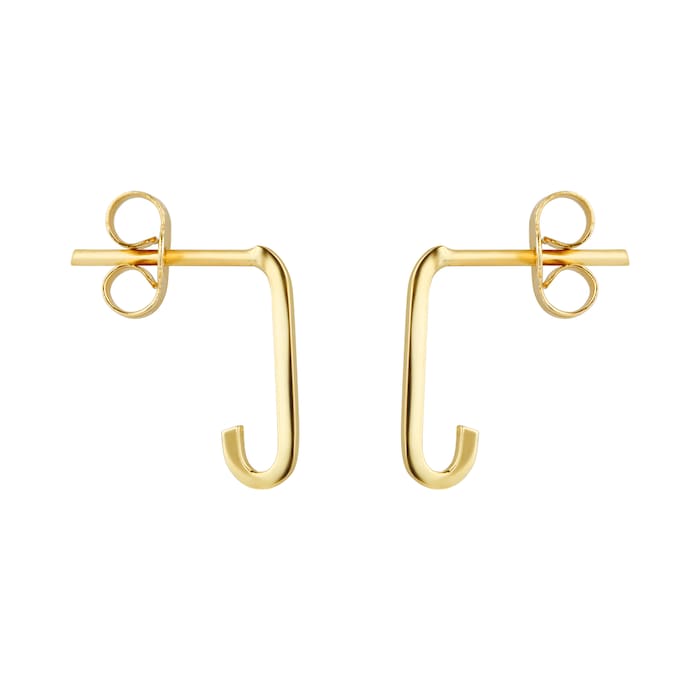 Goldsmiths 9ct Yellow Gold Rectangular Full Link hoop Earrings